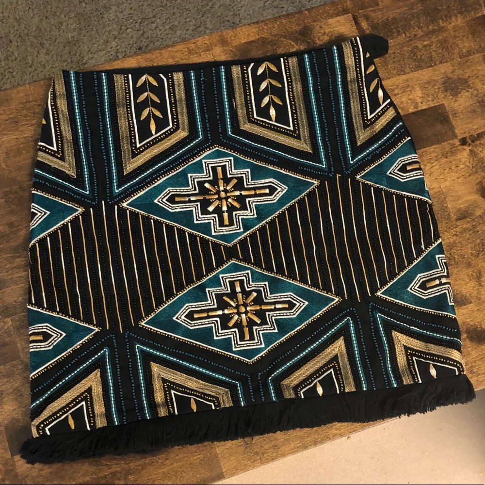 Aztec style beaded mini skirt